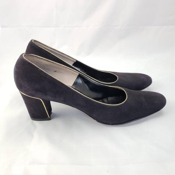 DeLiso Debs Vintage Block Heels w/ Gold Trim - Picture 3 of 10